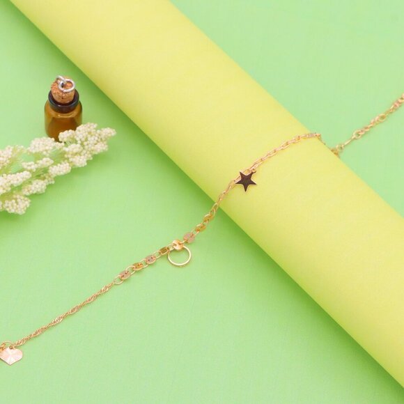 "Rose Gold Anklet with Star & Charm Accents, XPAL1034 - Picture 8 of 12